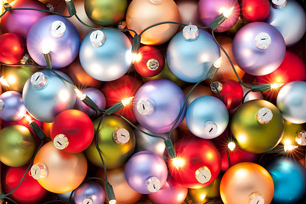 istock Box of Christmas balls and lights 500774820