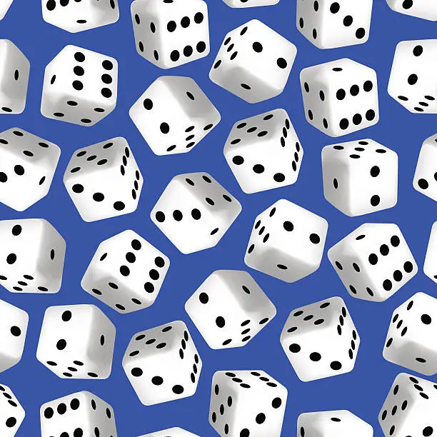 Vector illustration of Black and white 3D dice seamless pattern