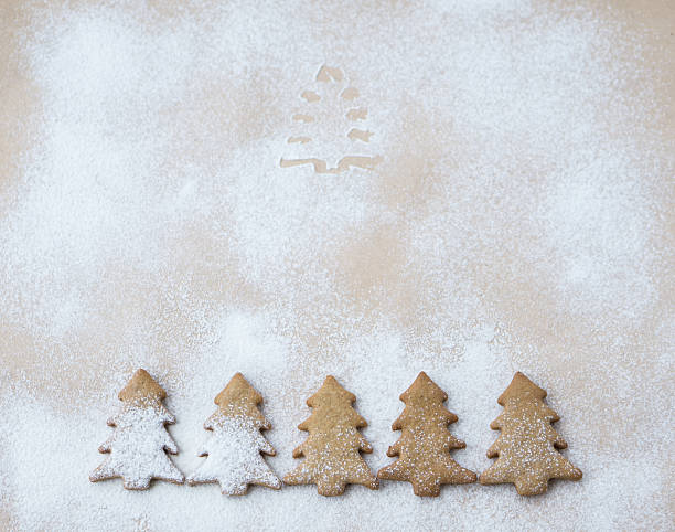 Homemade fir-tree cookies as a background for christmas decoration