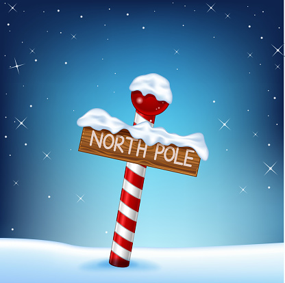 Cartoon Christmas Of North Pole Wooden Sign Stock Illustration - Download  Image Now - North Pole, Sign, Christmas - iStock