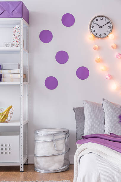 istock Purple wall decoration in bedroom 500777420