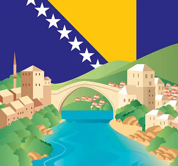 Vector illustration of Bosna Bridge