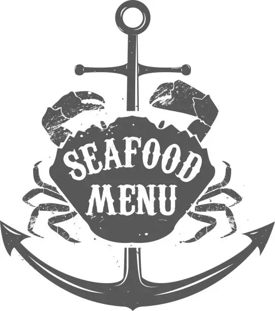 Vector illustration of seafood meny label template.
