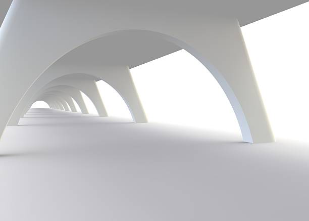 Long narrow corridor of concrete building