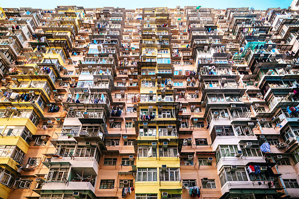 crowded apartment building in Hong Kong, China