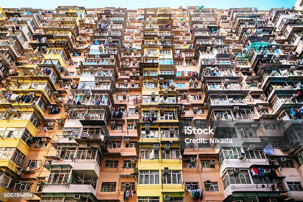 Crowded Apartment Building In Hong Kong China Stock Photo - Download Image Now - Apartment, Hong Kong, Small