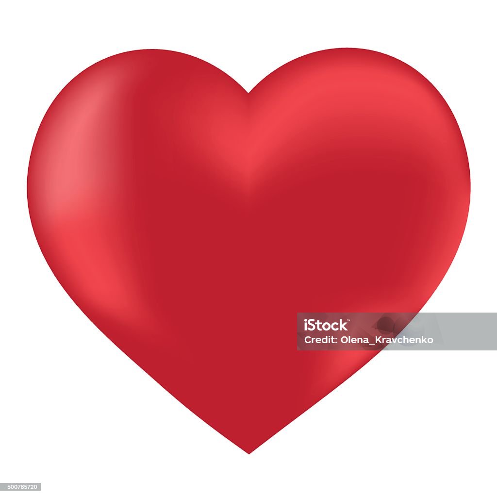 Heart Isolated Object Vector Valentine Red Heart On A White Background. Romantic Card For Valentine's Day. Isolated Object, Vector Heart Shape Stock Vector