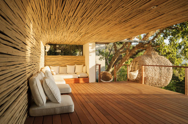 istock Cushions along wooden patio 500786135
