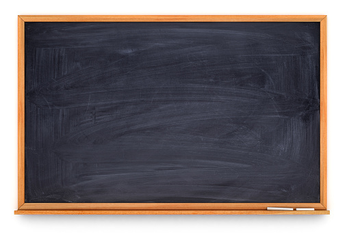 blank blackboard, wooden frame, chalk - empty chalkboard isolated, clipping path