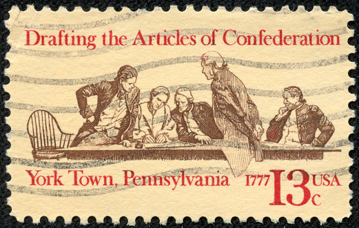 UNITED STATES OF AMERICA - CIRCA 1977  a stamp printed in the USA shows Members of Continental Congress in Conference, American Bicentennial, circa 1977