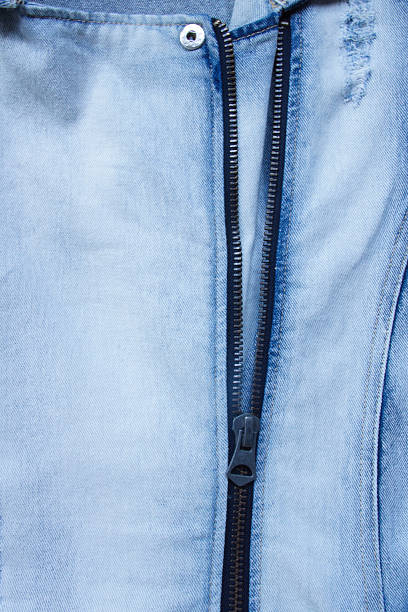 Blue Denim Jeans Texture with Zipper stock photo