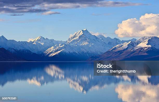 Mighty Mountain Reflection Stock Photo - Download Image Now - Mountain, New Zealand, Snow