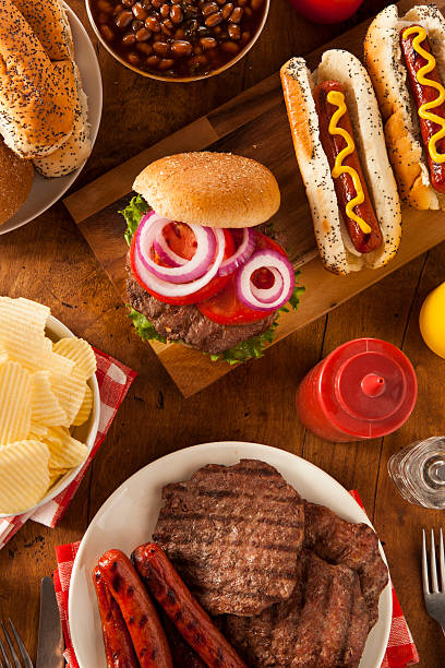 istock Grilled Hamburgers and Hot Dogs 500793485