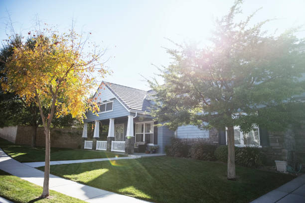 istock Sun shining over house and trees 500797589