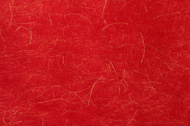 Japanese Red Paper With Gold Thread Stock Photo - Download Image