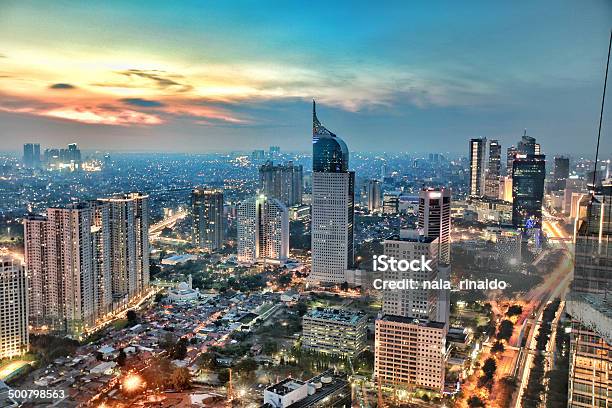 City Skyline At Sunset Jakarta Indonesia Stock Photo - Download Image Now - Jakarta, Indonesia, City