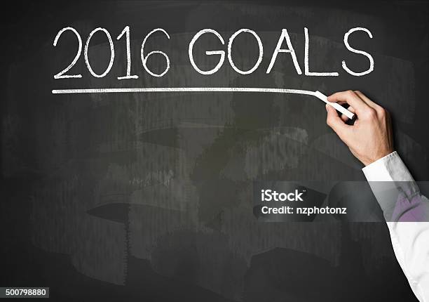 2016 Goals Blackboard Concept Stock Photo - Download Image Now - 2016, Accessibility, Achievement