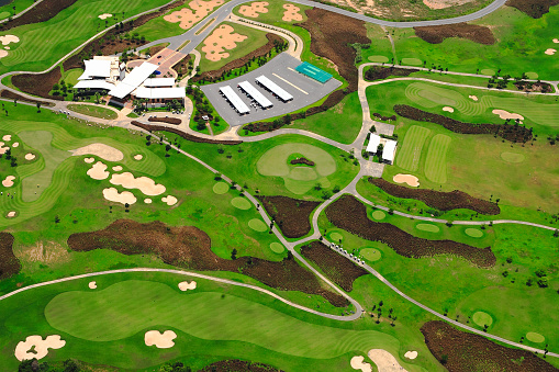High angle view of the golf course