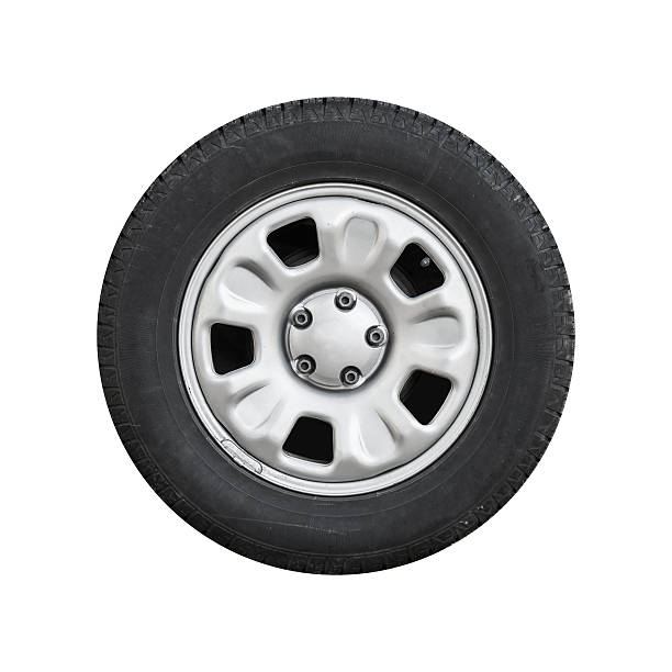 istock Modern steel car wheel isolated on white 500802234