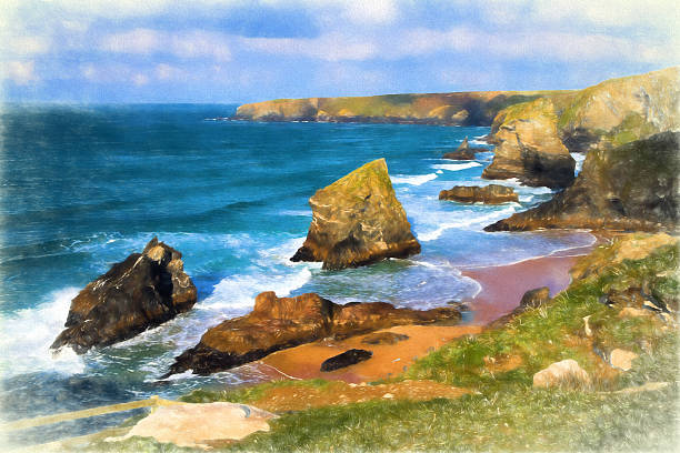 istock Bedruthan Steps North Cornwall coast between Padstow and Newquay illustration 500802428