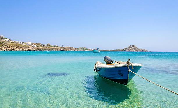 Platis Gialos beach, Mykonos, Greece stock photo