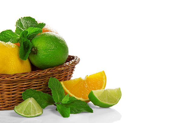 istock Citrus and mint in a basket 500802603