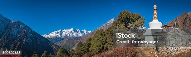 Buddhist Stupa At Tengboche Monastery High In Himalaya Mountains Nepal Stock Photo - Download Image Now