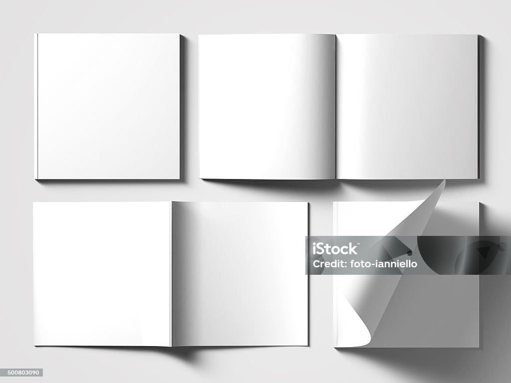 Leere Square Katalog Mockup Auf Weiß Stockfoto und mehr Bilder von