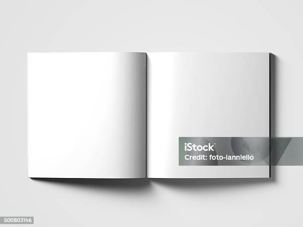 Blank Square Catalog Mock Up On White Stock Photo - Download Image Now - Book, Square Shape, Template