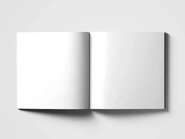 Photo of Blank square catalog mock up on white.