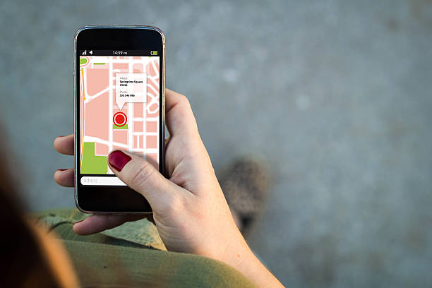istock Woman walking smartphone gps 500803410