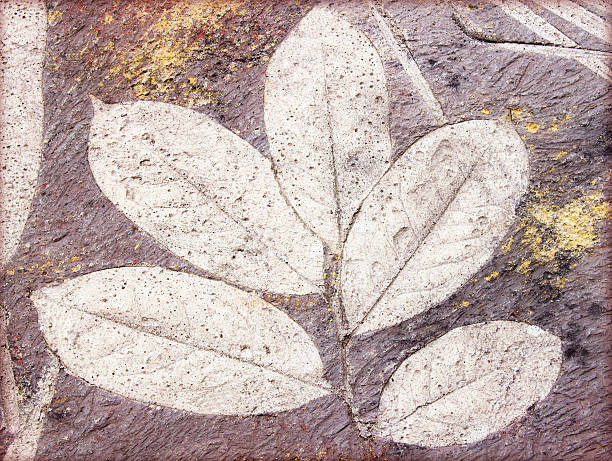 istock Marks  of leaf on the concrete pavement. 500803487