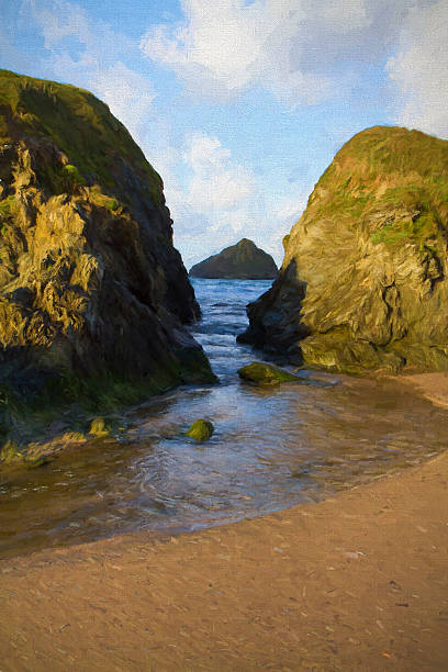 istock Holywell Bay Cornwall England UK view to Gull rocks illustration 500803854