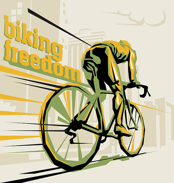 Biking illustration. Layered cycling vector. Biking illustration. Layered cycling vector. retro bicycle stock illustrations