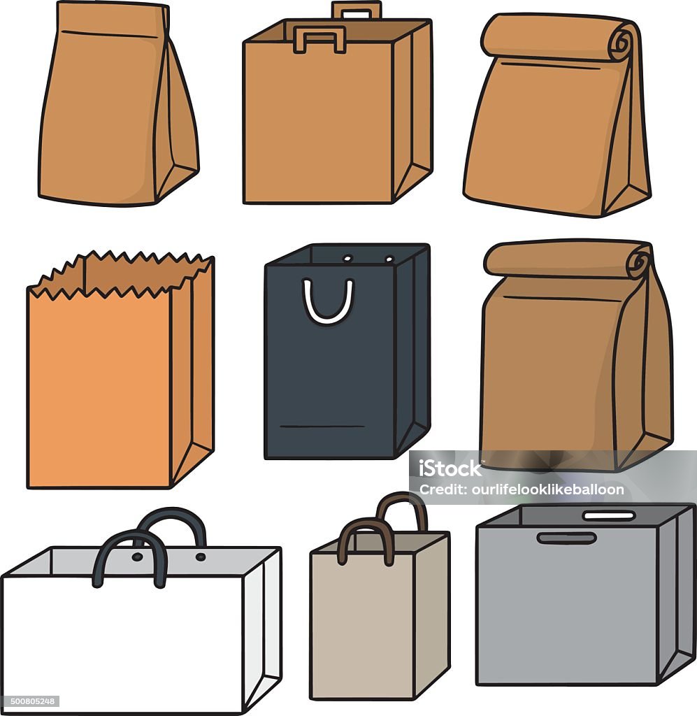Vector Set Of Paper Bag Stock Illustration - Download Image Now - Paper Bag,  Cartoon, Bag - iStock
