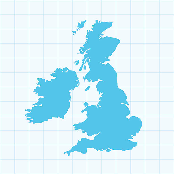 United Kingdom map on grid on blue background vector art illustration