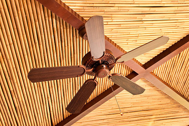 istock Wooden classic ceiling fan 500806011