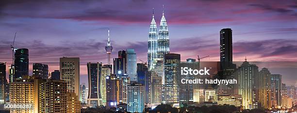 City Skyline Kuala Lumpur At Dusk Panoramic View Stock Photo - Download Image Now - Malaysia, Urban Skyline, Kuala Lumpur