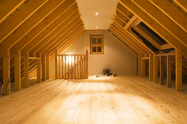 Converted attic space stock photo