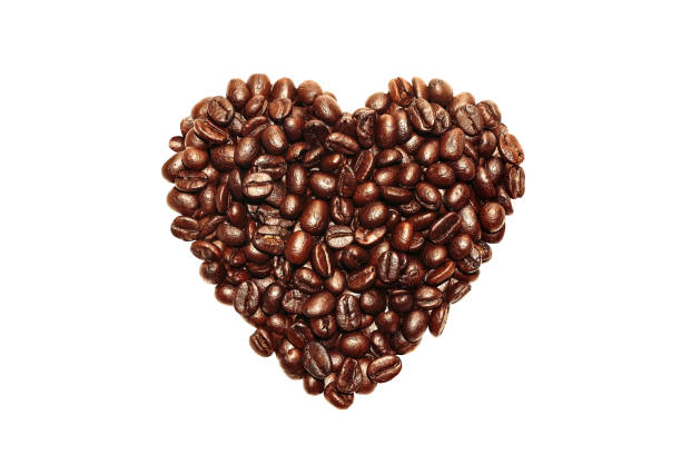 istock Coffee bean in heart shape isolated on white background 500806424
