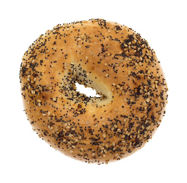 istock Every seasoning bagel on a white background 500806456