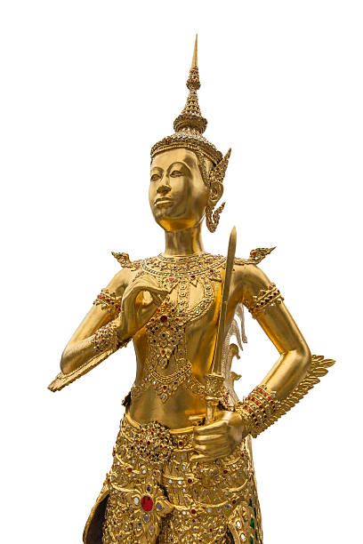 istock Golden Kinnaree statue on white background 500806484