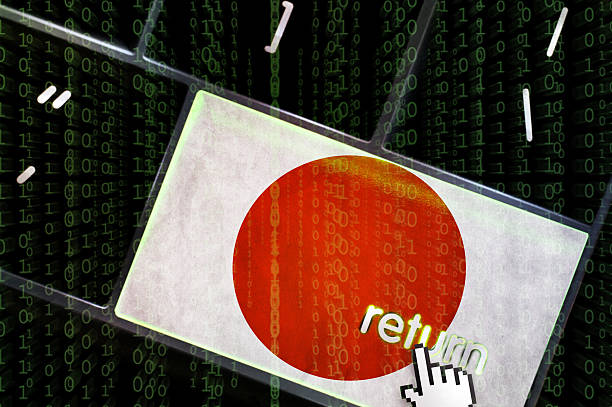 Distributed Denial of service concept in Japan Distributed Denial of service concept with the focus on the return button overlaid with binary code distributed denial of stock pictures, royalty-free photos & images