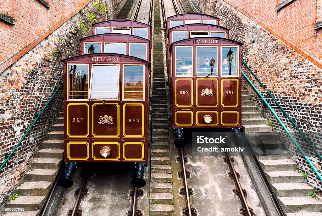 Tram sulla collina del Castello.  Budapest, Hungary - Foto stock royalty-free di Budapest