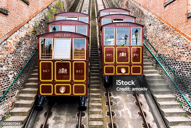 Tram Sulla Collina Del Castello Budapest Hungary - Fotografie stock e altre immagini di Budapest