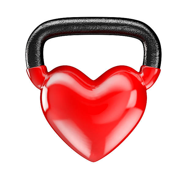 kettlebell coração de vinil - heart shape healthy lifestyle valentines day romance - fotografias e filmes do acervo