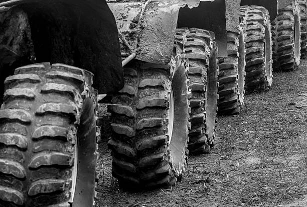 istock Off-road competition cars before start in black and white 500808004