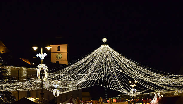 Christmas web of lights stock photo