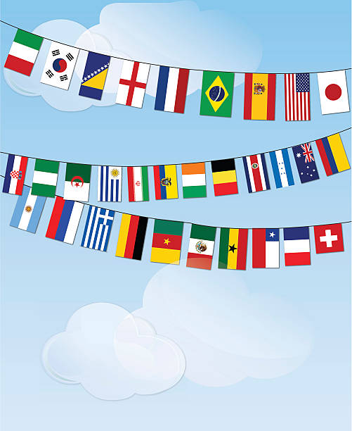 флаги мира, ударяя на основе облачных технологий - portugal ghana stock illustrations