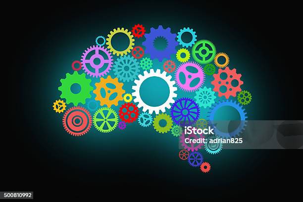 Artificial Intelligence With Human Brain Shape And Gears Stock Photo - Download Image Now